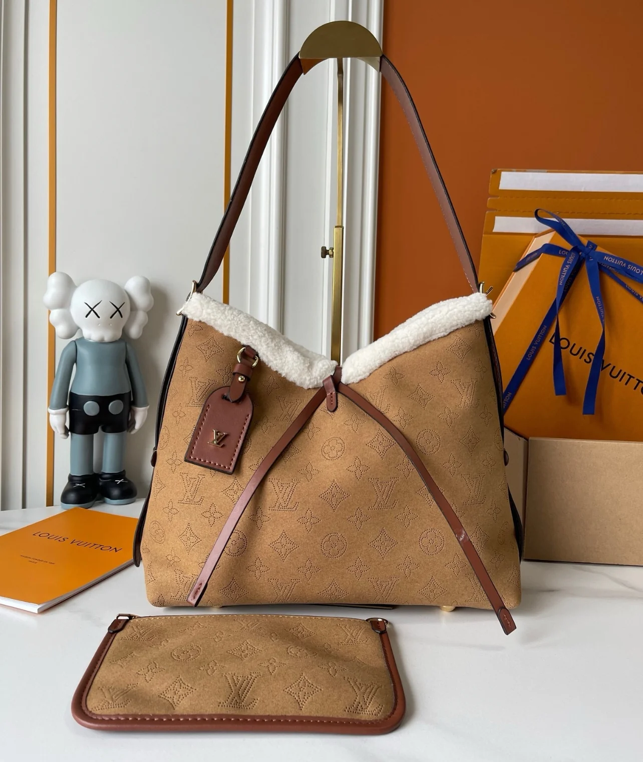 Carryall Bag in Real Leather and Coated Canvas - 29x24x12cm