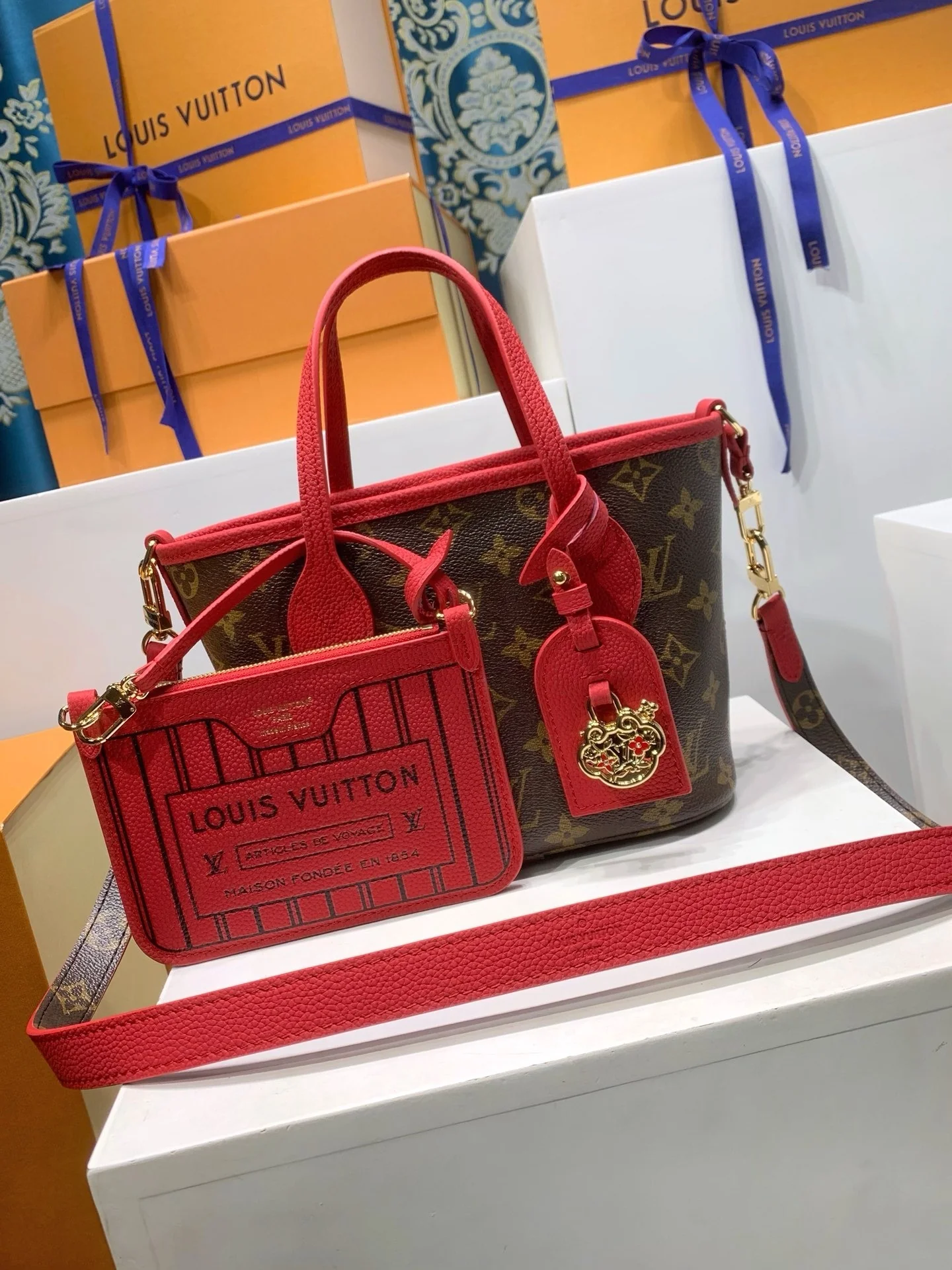 Neverfull Inside Out BB - Real Leather Crossbody Bag with Full Packaging