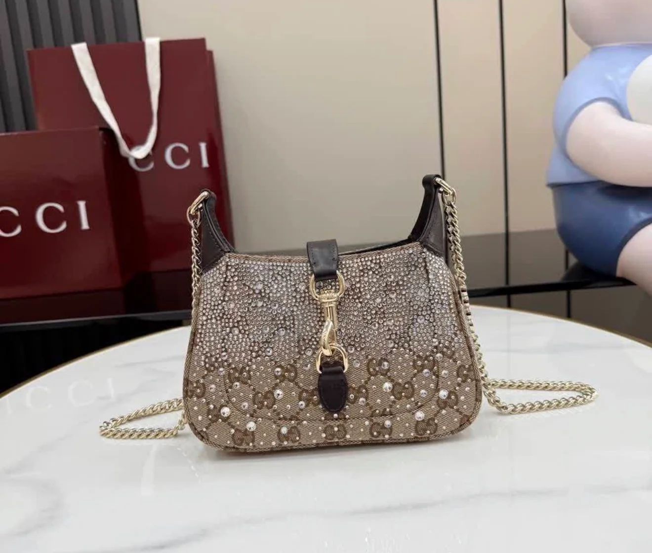 Crystal Jackie Bag – Genuine Leather Shoulder Bag